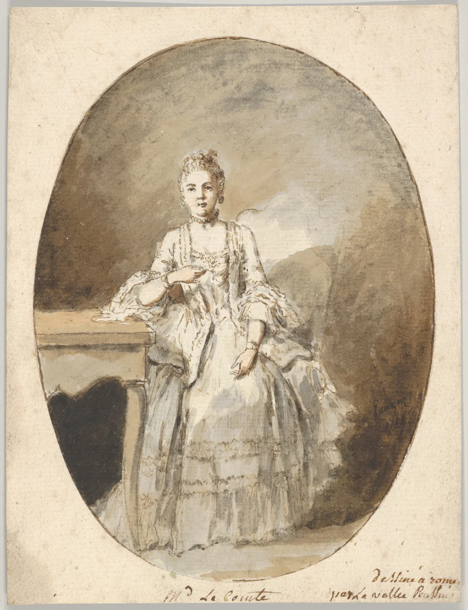 Portrait of Marguerite Le Comte by Etienne de Lavallée-Poussin, drawing, 1764