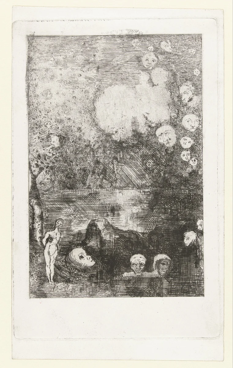 Droom by Odilon Redon, print, 1878-1882