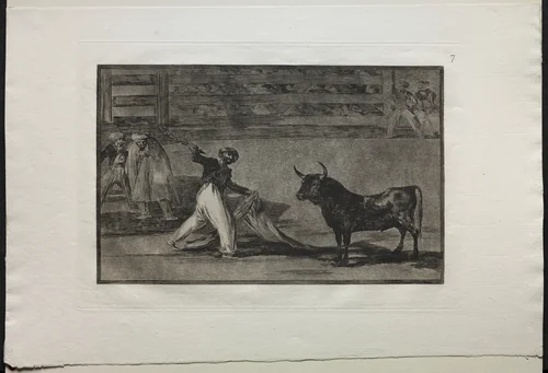 Bullfights: Origin of the Harpoons or Banderillas by Francisco de Goya, print, 1816-1876