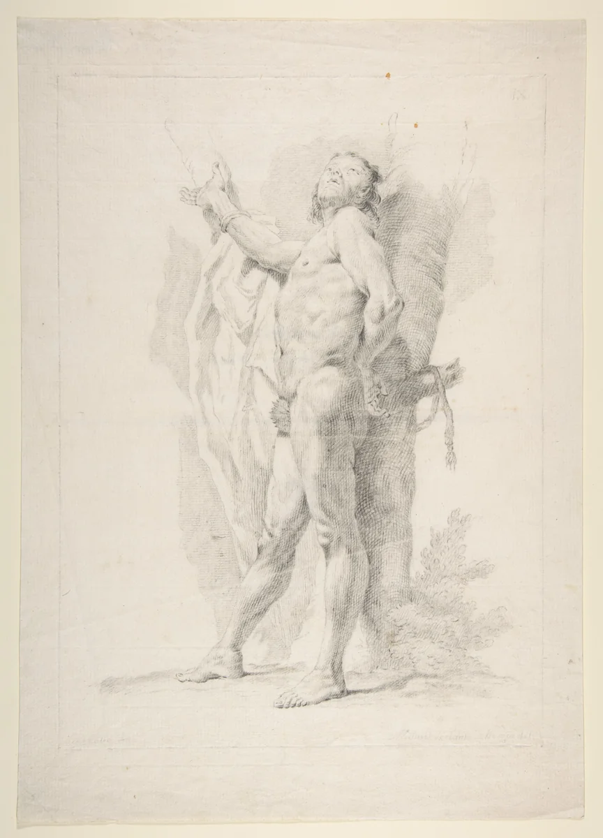 Nude Figure by Giovanni Battista Piazzetta, drawing, 1720