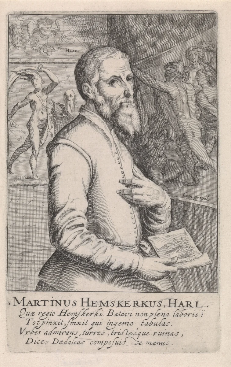 Portret van Maarten van Heemskerck by Simon Frisius, print, 1610