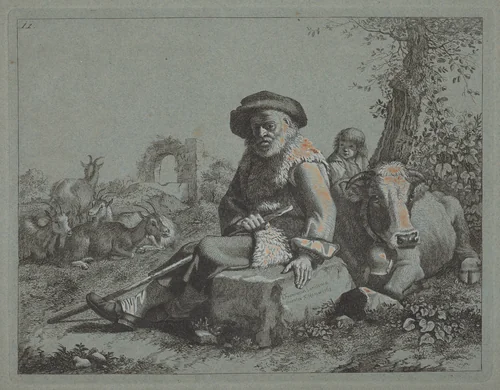 Seated Old Man by Francesco Londonio, print, 1723-1783