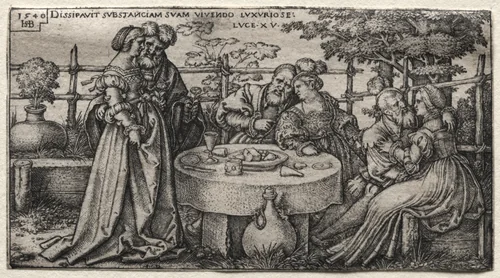 The Prodigal Son: Wasting His Fortune by Hans Sebald Beham, print