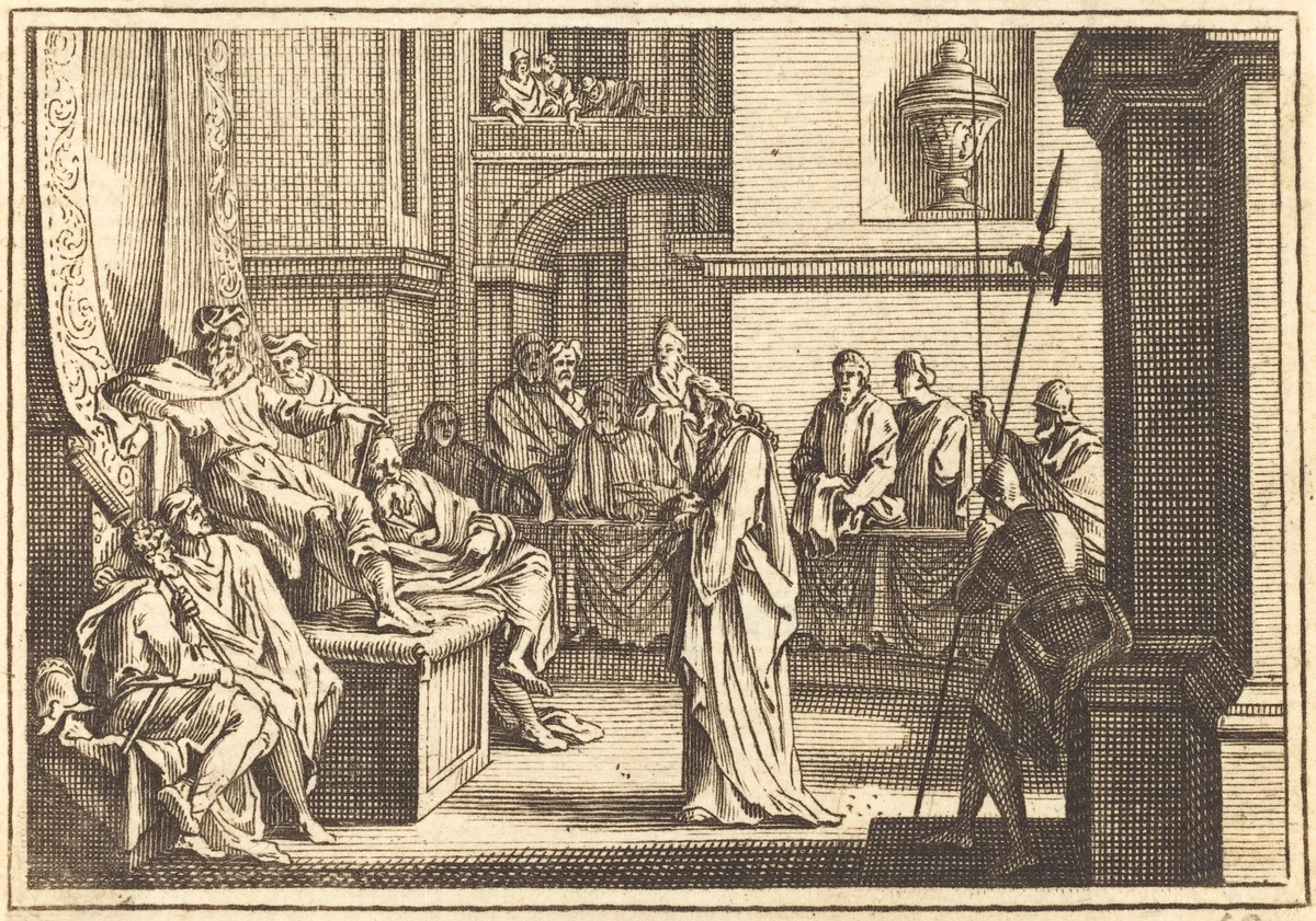 Christ before Herod by Sébastien Le Clerc I, print, 1600-1699