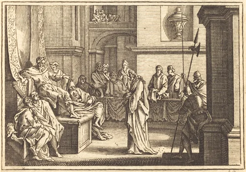 Christ before Herod by Sébastien Le Clerc I, print, 1600-1699