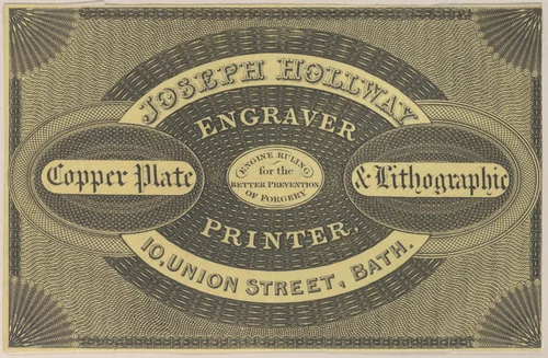 Trade Card for Joseph Hollway, Engraver & Printer by anonymous, print, 1800-1900