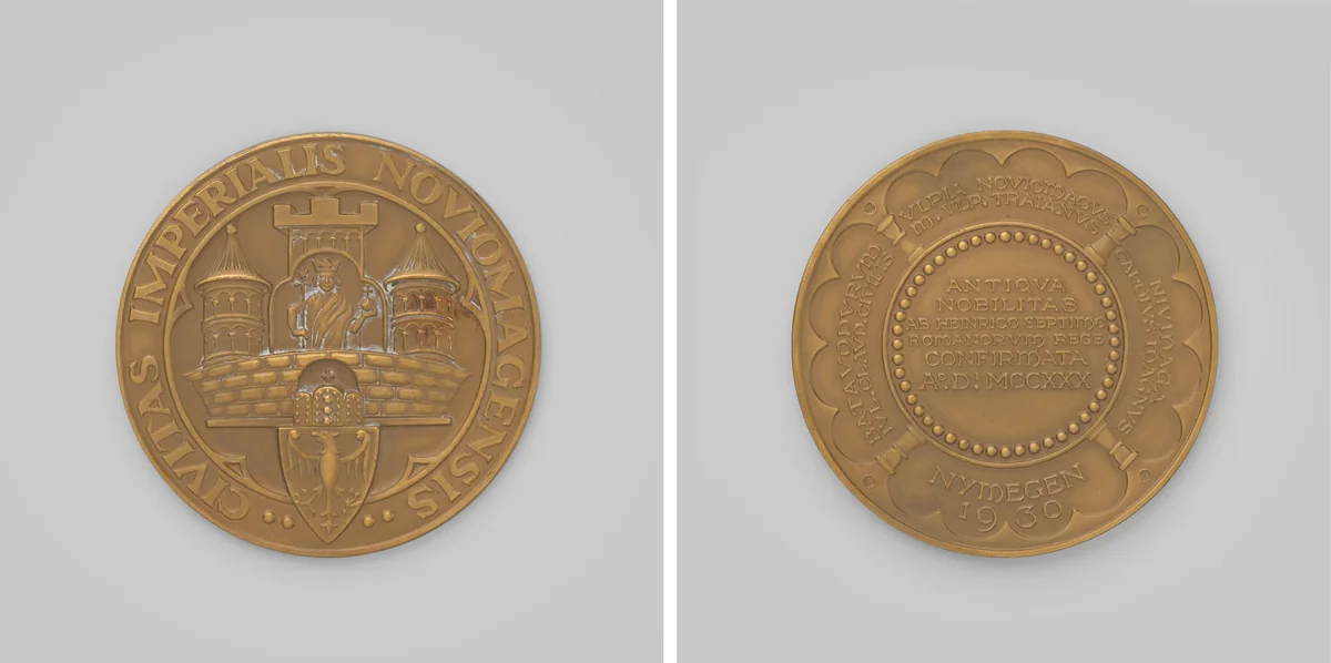 Nijmegen 700 jaar keizerlijke stad 1930 by M.P.J. Fleur, metalwork, 1930