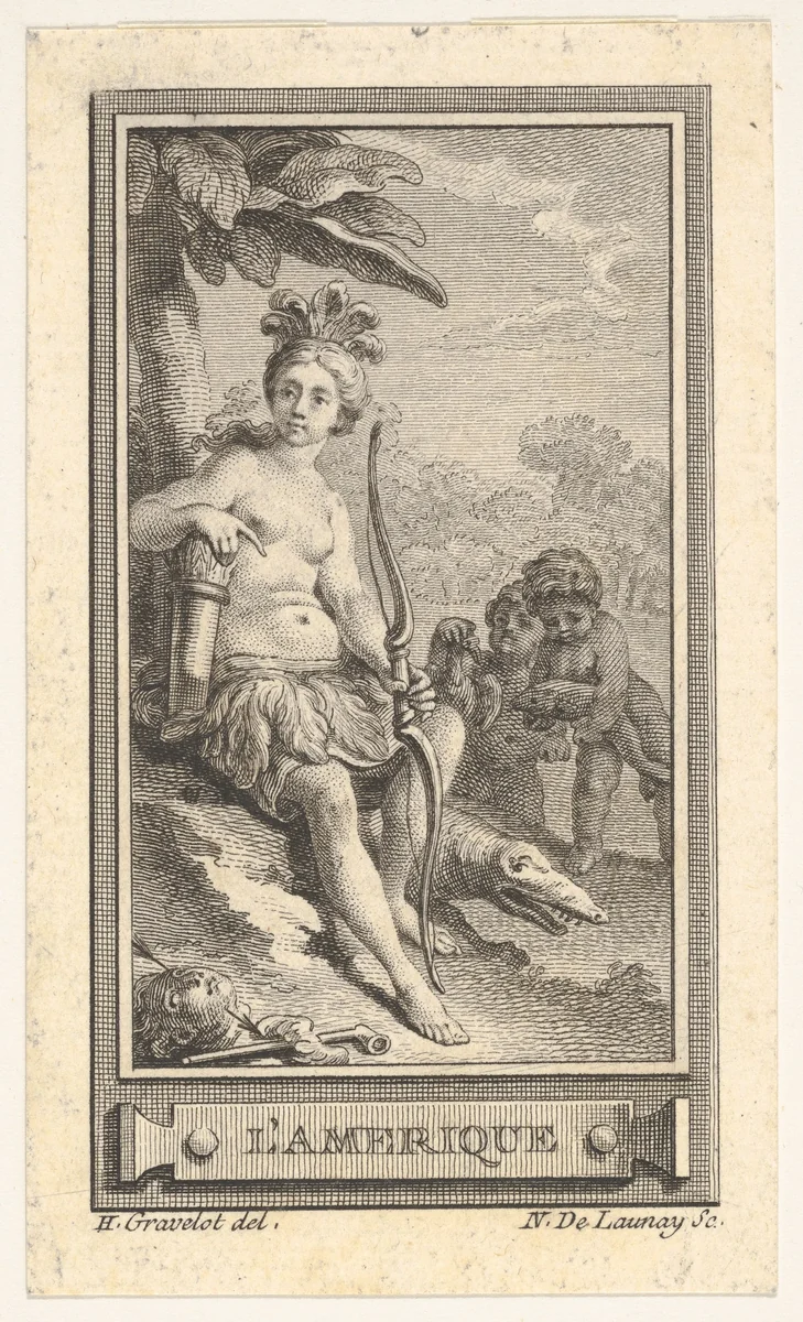 L'Amerique, from "Almanach iconologique" by Nicolas de Launay, print, 1760-1770