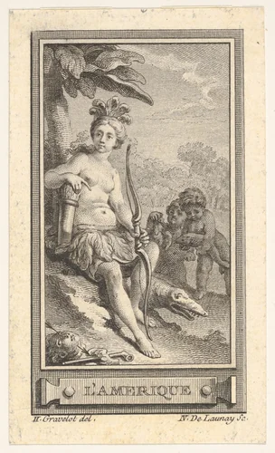 L'Amerique, from "Almanach iconologique" by Nicolas de Launay, print, 1760-1770