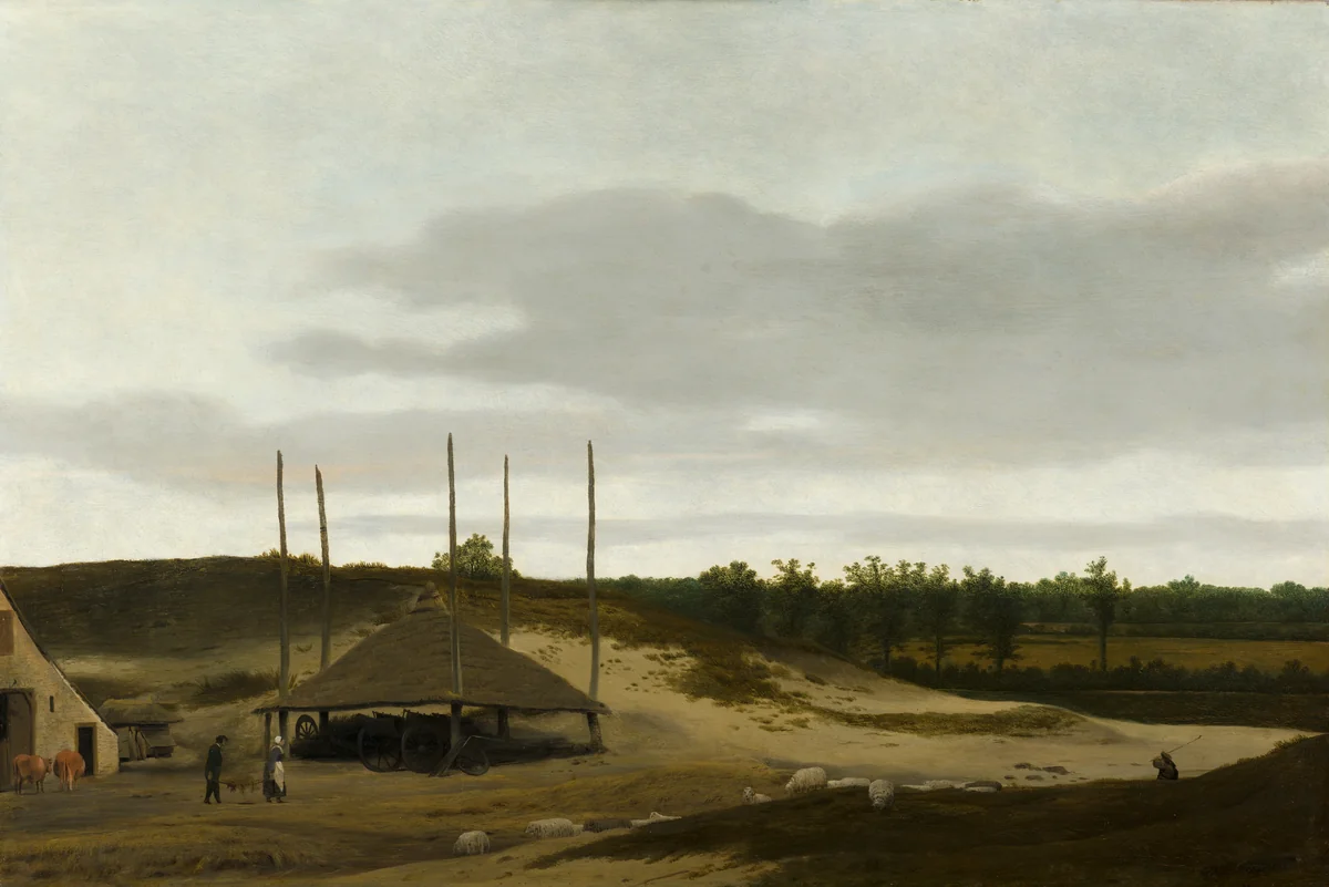 Dune Landscape with Haystack by Pieter Post, painting, 1633