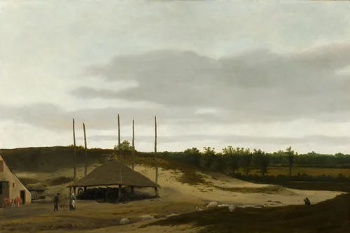 Dune Landscape with Haystack by Pieter Post, painting, 1633