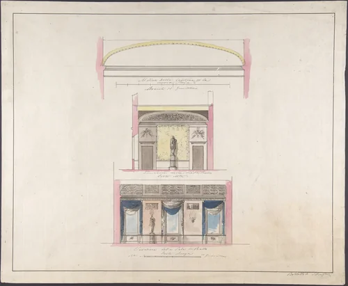 Elevation "della nuova Galleria" by Giovanni Battista Silvestri, drawing, 1796-1873