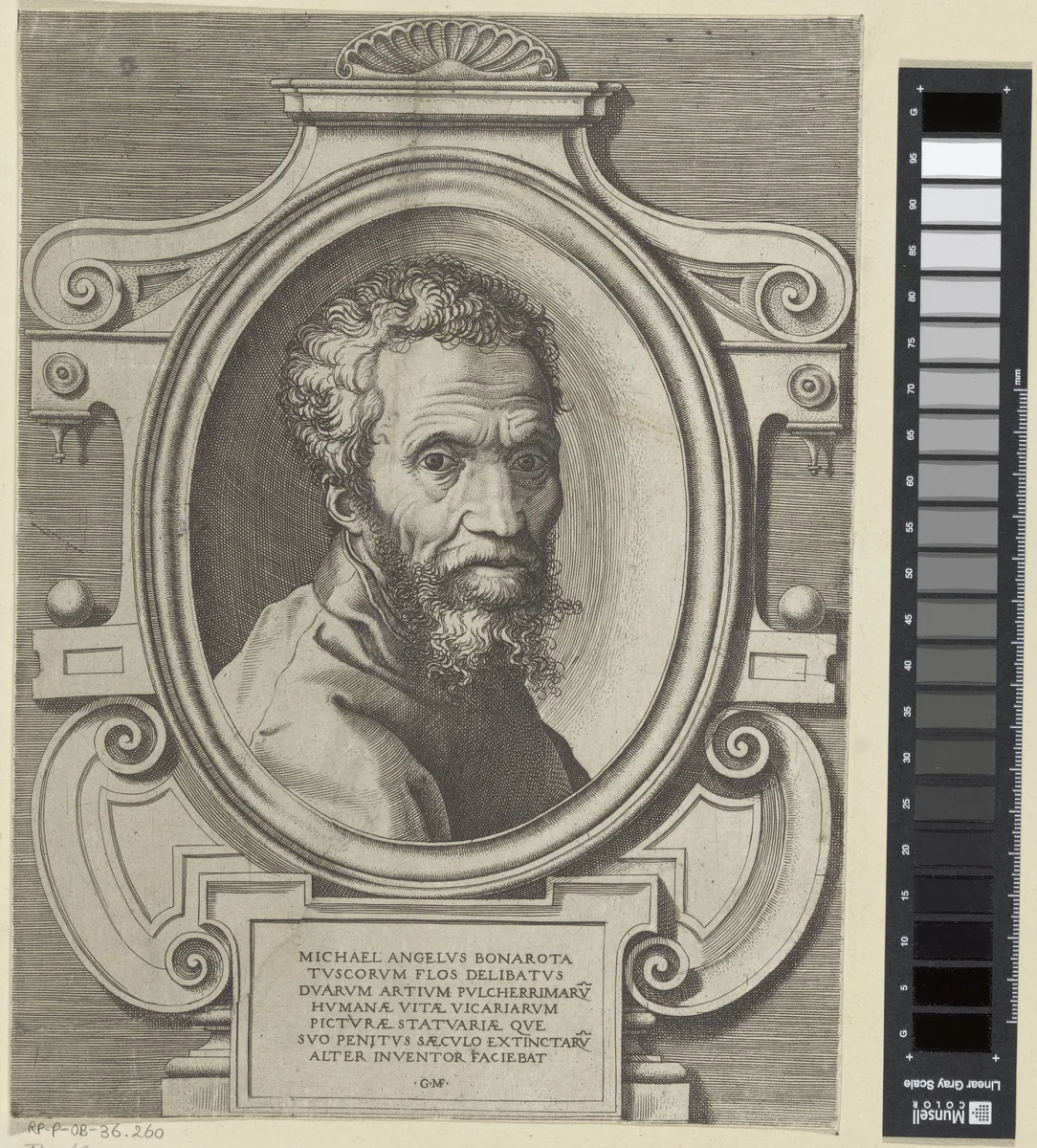 Portret van kunstenaar Michelangelo by Unknown, print, 1530-1582