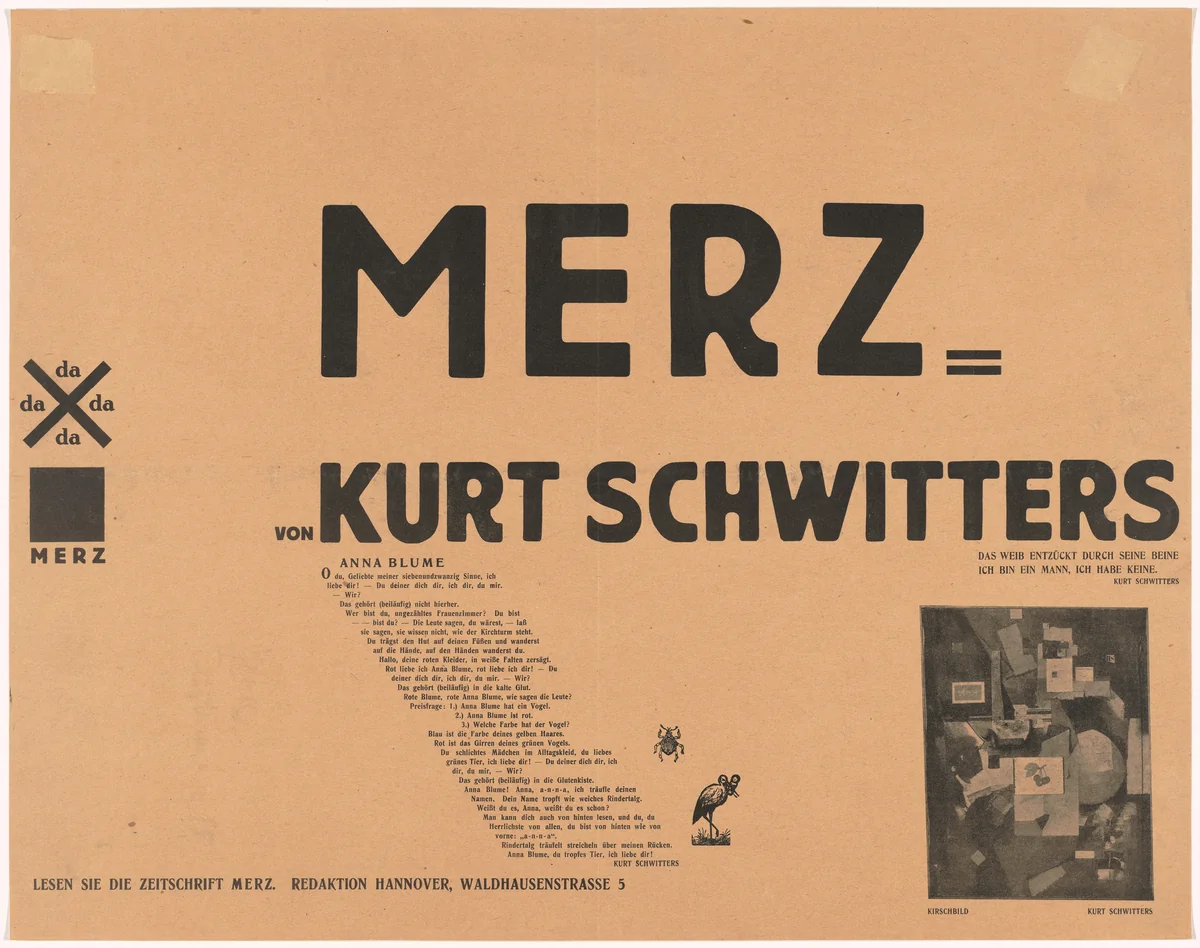 Poster for Schwitters’s new journal Merz by Kurt Schwitters, design, 1923