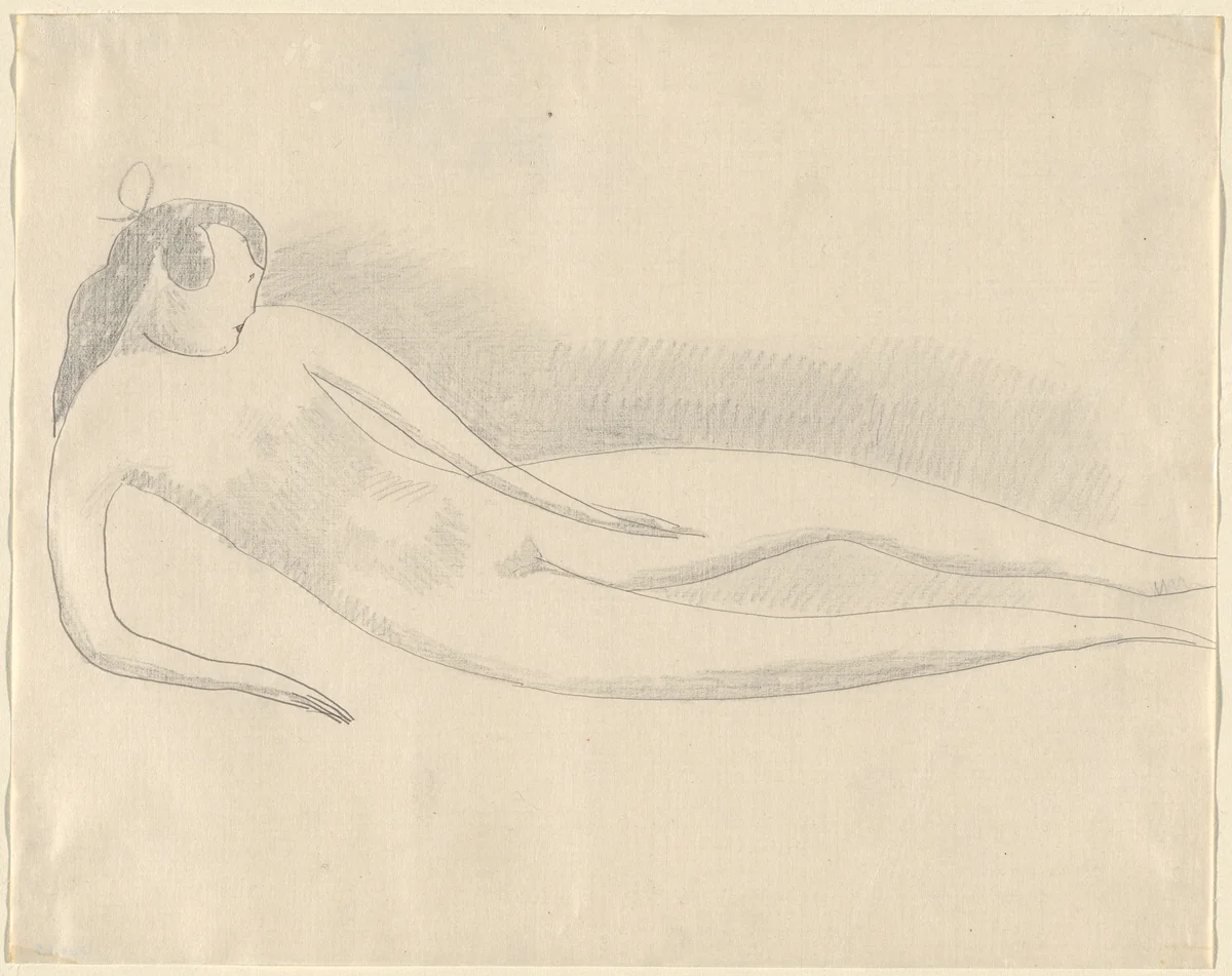 Reclining Nude by Elie Nadelman, drawing, 1917