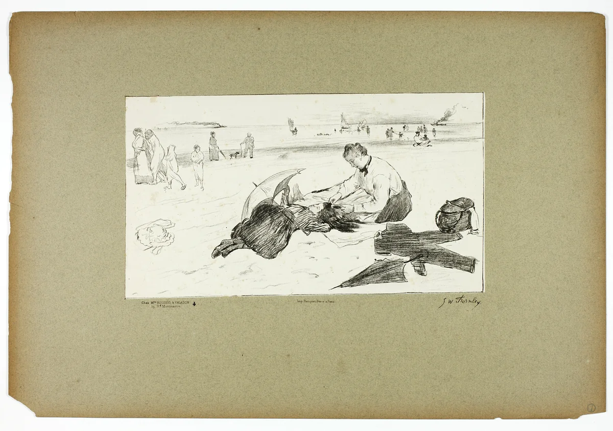 On the Beach by Georges-William Thornley, print, 1889-1890