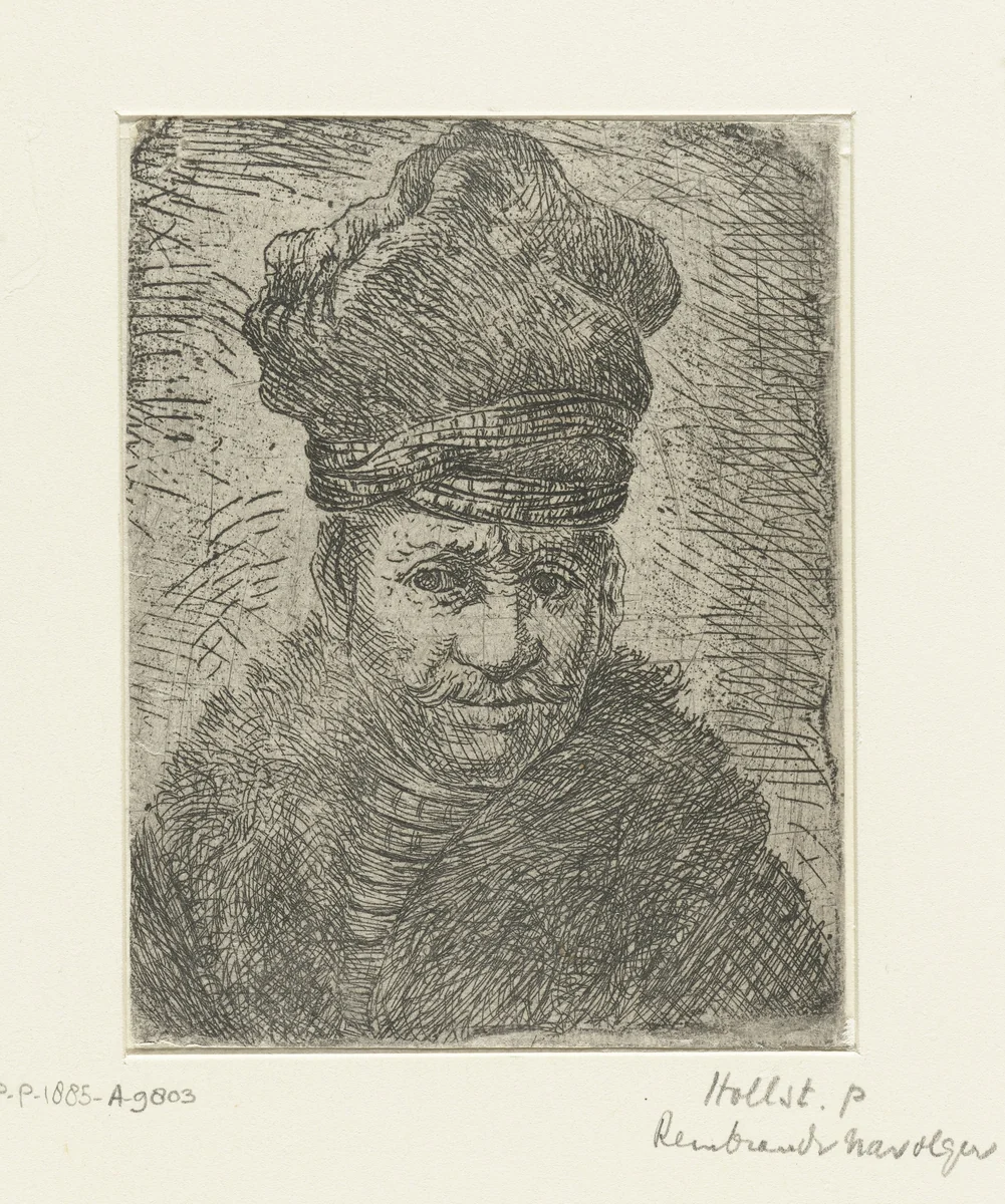 Buste van een man met Poolse muts by anonymous, print, 1630-1700