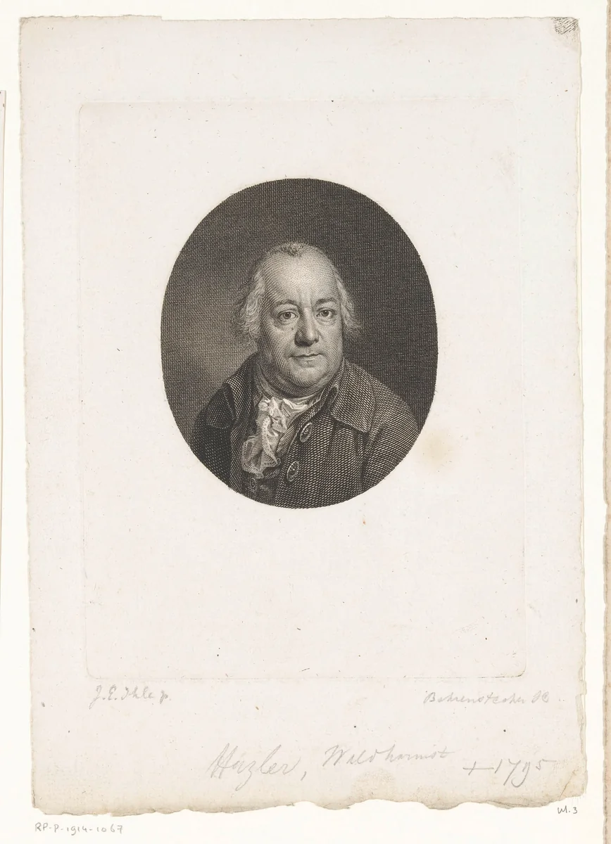 Portret van Johann Adam Huzler by Johann Gottlieb Baerenstecher, print, 1795-1801