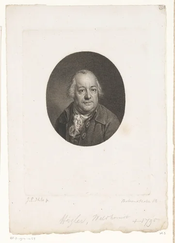 Portret van Johann Adam Huzler by Johann Gottlieb Baerenstecher, print, 1795-1801