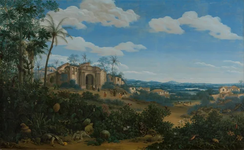 Gezicht op Olinda, Brazilië by Frans Jansz Post, painting, 1662