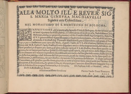 Ghirlanda: Di sei vaghi fiori scielti da piu famosi Giardini d'Italia, page 2 (recto) by Pietro Paulo Tozzi, book, 1604
