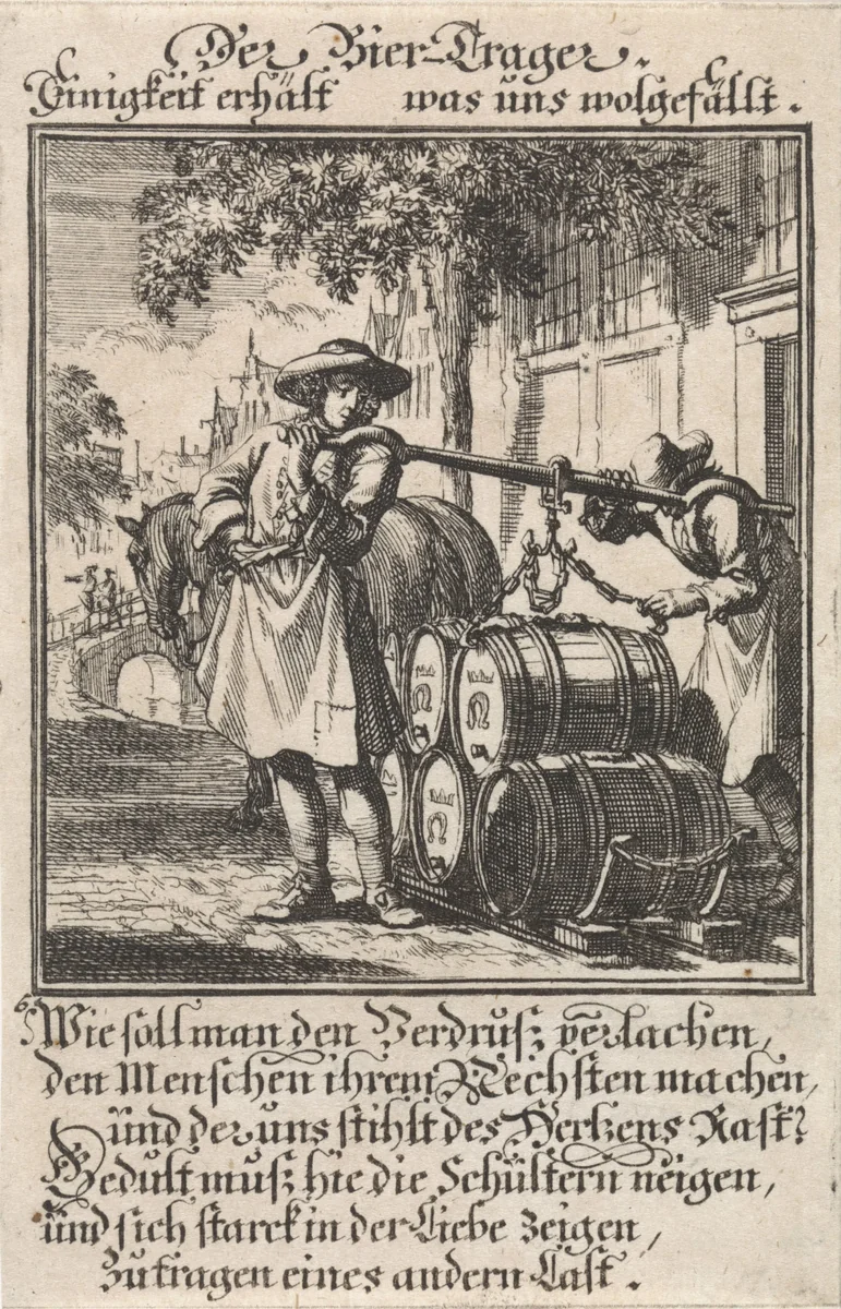 Bierdrager by Jan Luyken, print, 1711