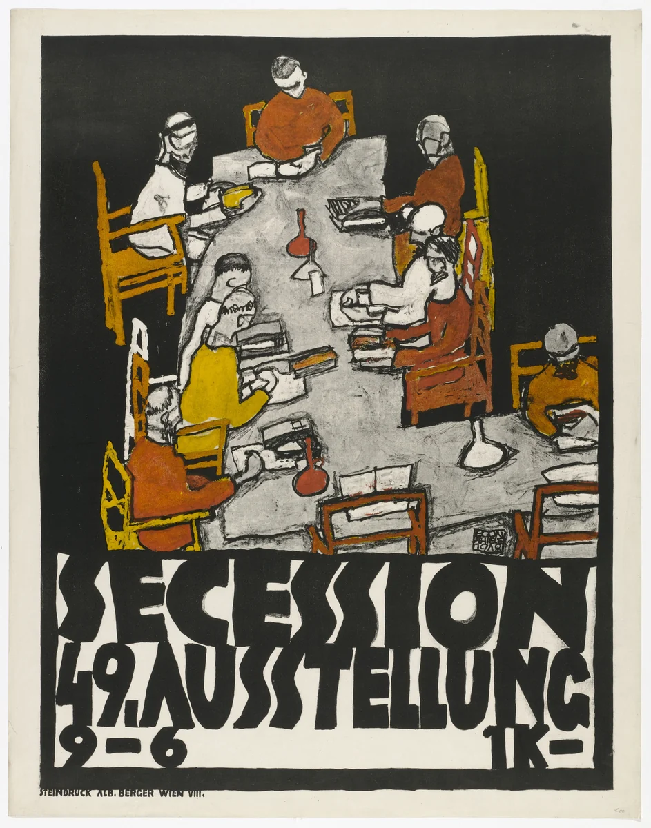 Poster for the 49th Exhibition of the Vienna Secession (Secession 49. Ausstellung) by Egon Schiele, print, 1918