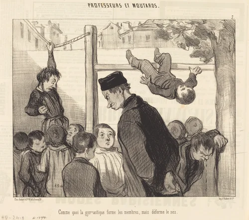 Comme quoi la gymnastique forme les membres... by Honoré Daumier, print, 1845