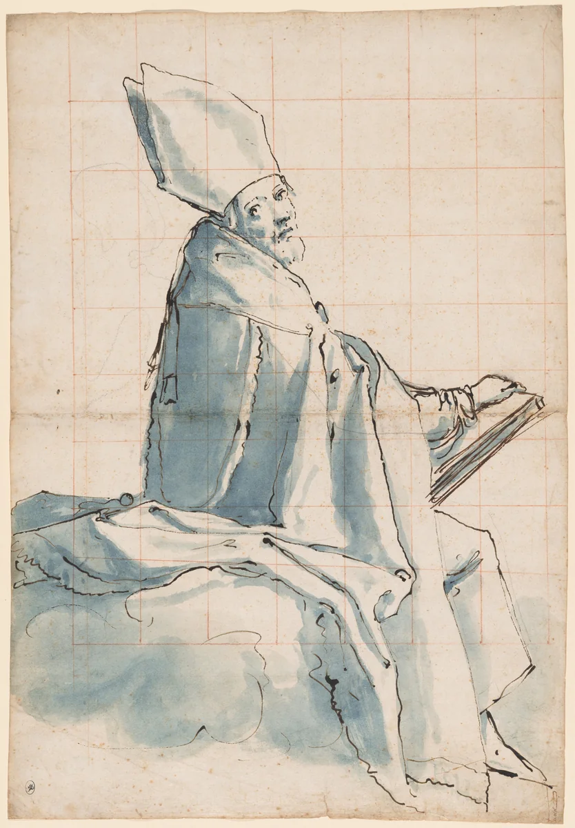 Saint Nicholas of Bari by Jacopo da Empoli, drawing, 1605-1615