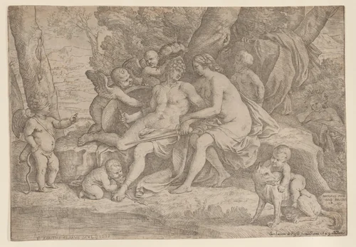 Mars and Venus by Fabrizio Chiari, print, 1635-1649