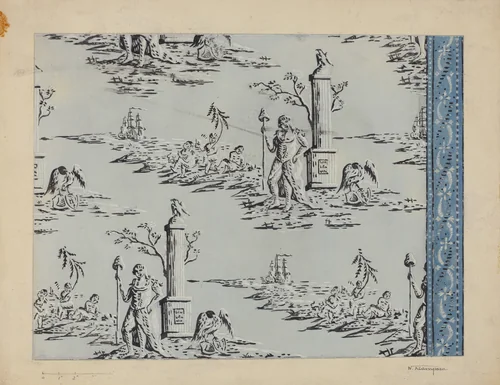 Wall Paper and Border by Nicholas Acampora, index of american design, 1937