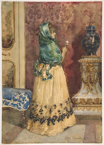 The Miniature by Attilio Simonetti, drawing, 1843-1925