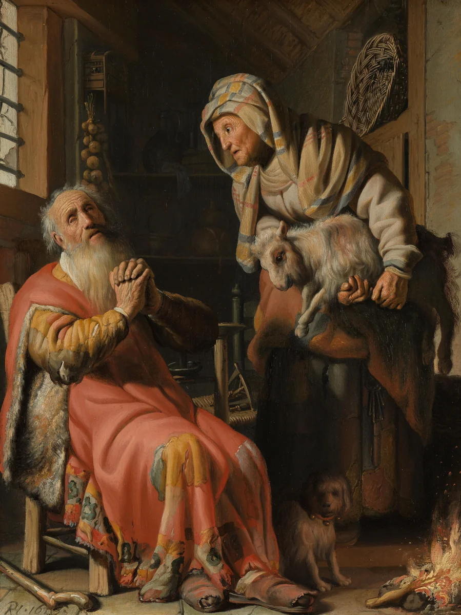 Tobit and Anna with the Kid by Rembrandt van Rijn, painting, 1626
