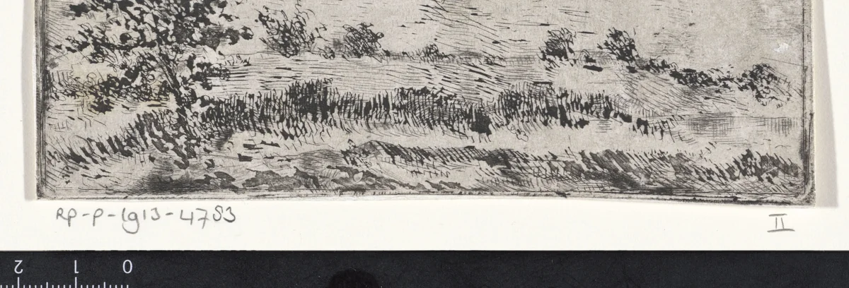 Landschap met links een boom by Arnoud Schaepkens, print, 1831-1904