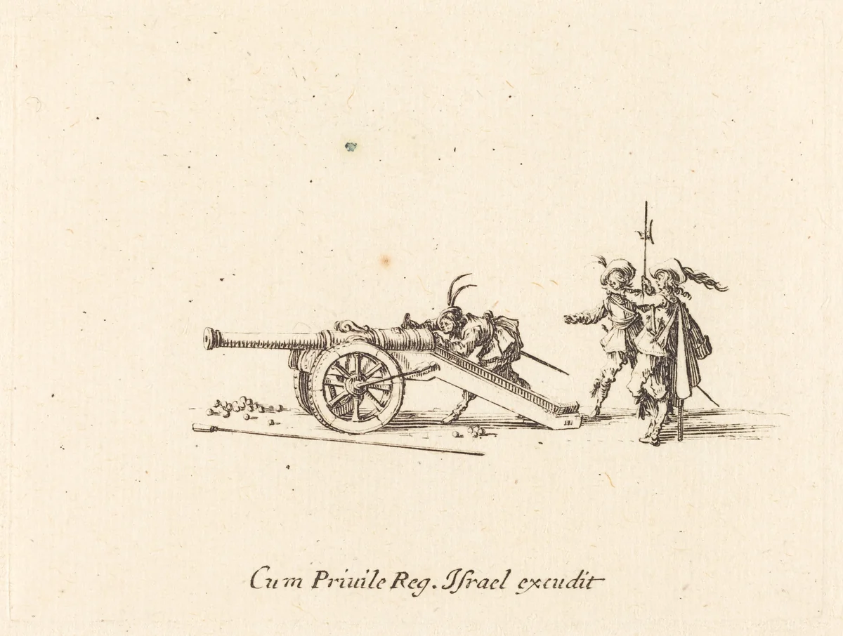 Loading the Cannon by Jacques Callot, print, 1634-1635
