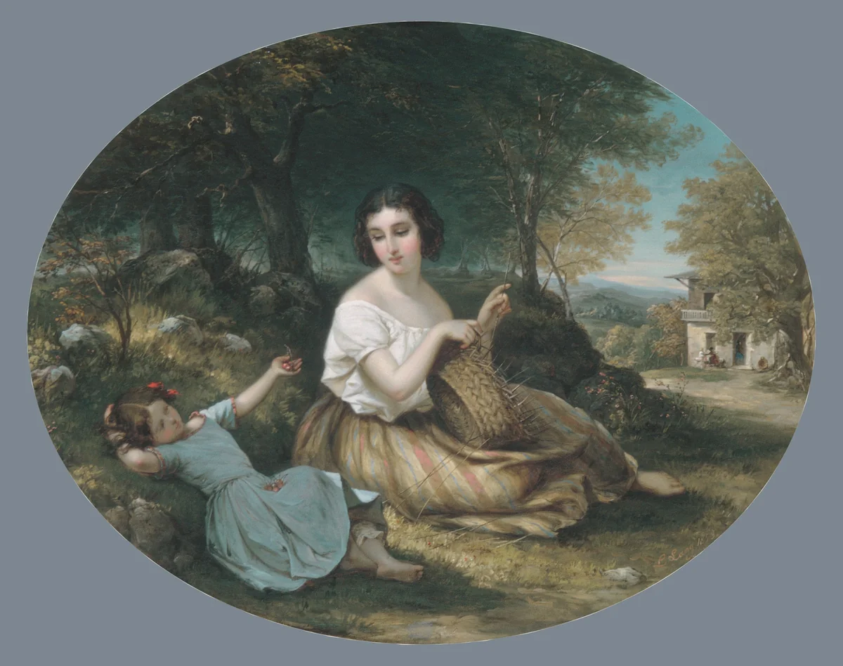 The Basket Maker by Louis Lang, artwork, 1853