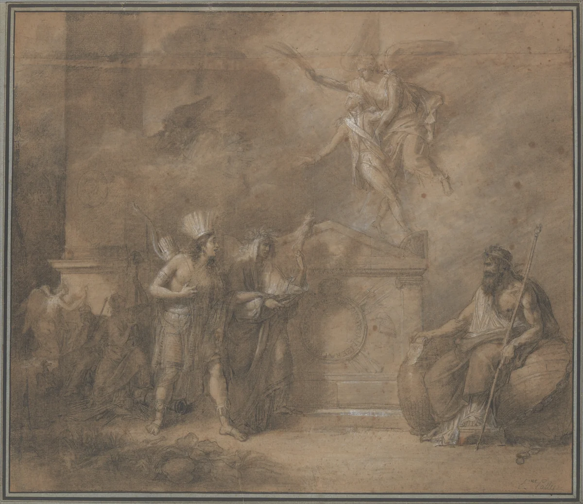 Washington's Tomb by Etienne Pallière, drawing, 1794-1804