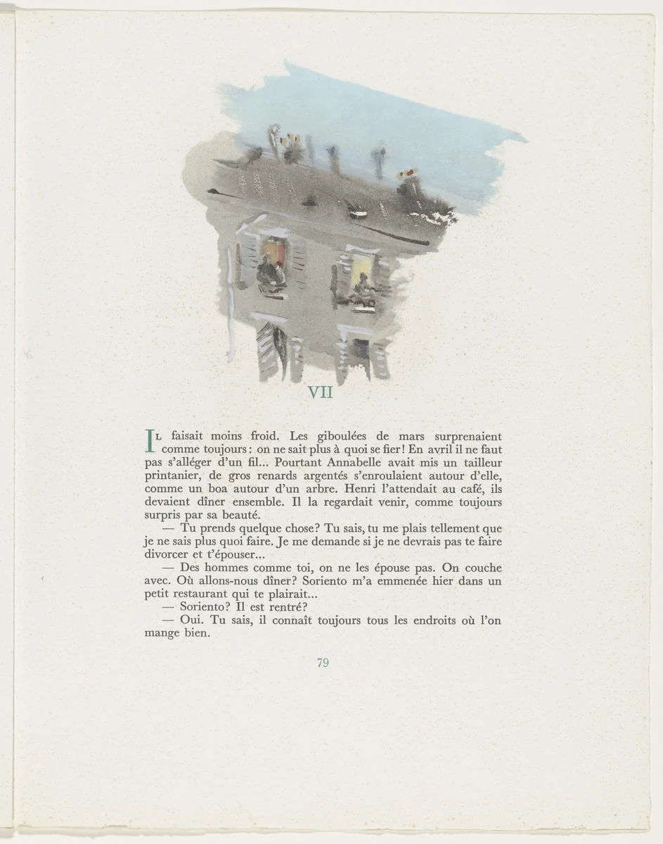 Headpiece (page 79) from Mille Regrets (A Thousand Regrets) by Christian Bérard, illustrated book, 1947