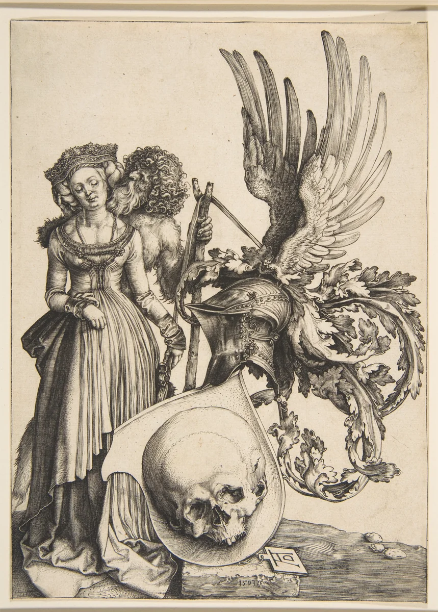 Coat of Arms with a Skull by Albrecht Dürer, print, 1503