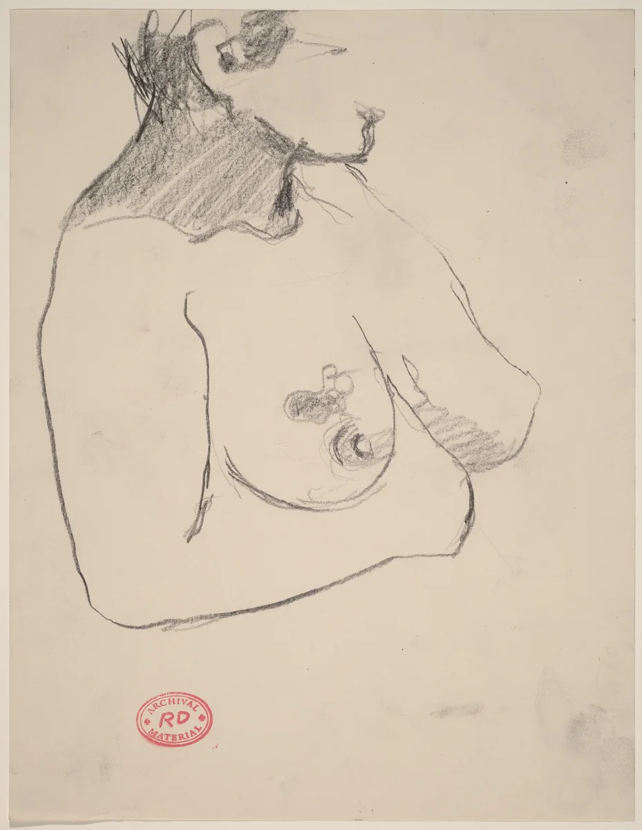 Untitled [nude with tattooed breast] by Richard Diebenkorn, drawing, 1955-1967