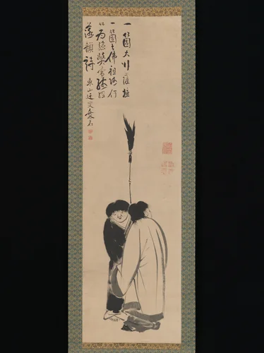 Hanshan and Shide (Japanese: Kanzan and Jittoku) by Itō Jakuchū (伊藤若冲), painting, 1767-1799