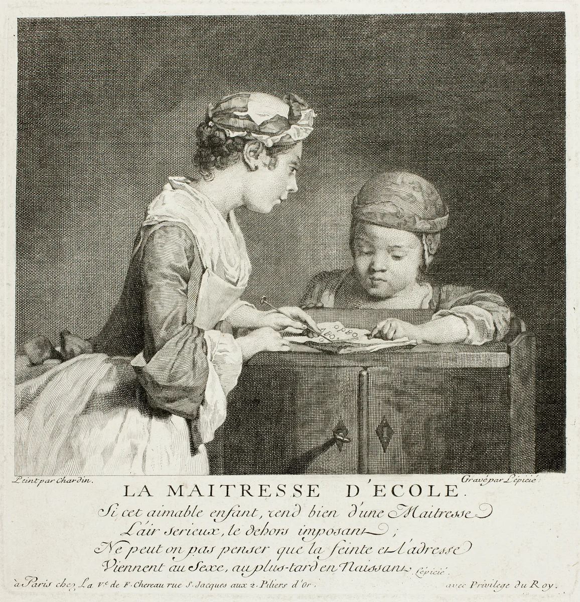 School Mistress by François Bernard Lépicié, print, 1735-1745