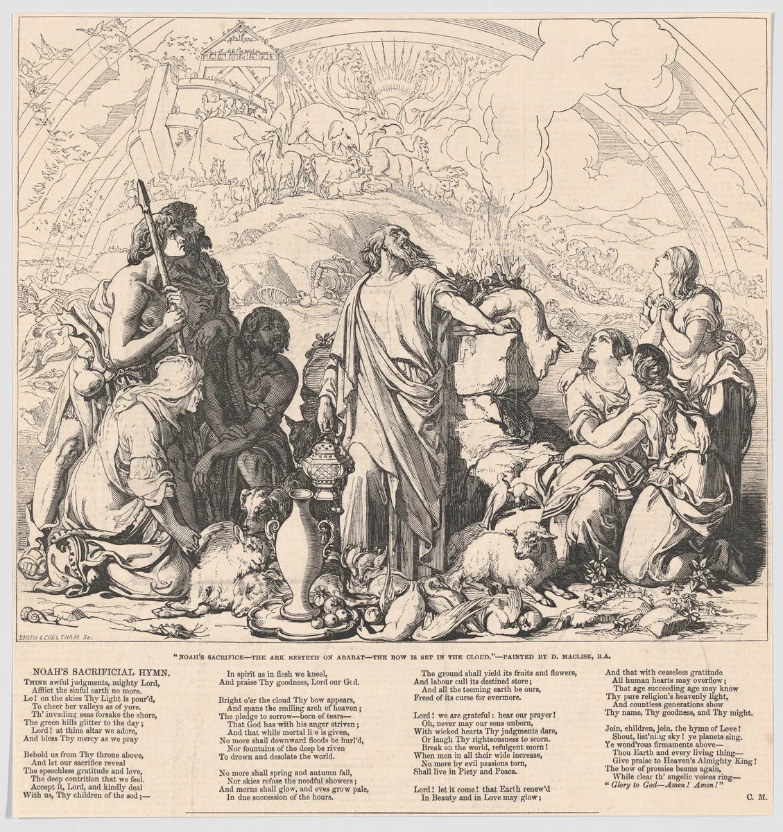 Noah's Sacrifice, from "Illustrated London News" by Charles Cheltnam, print, 1849