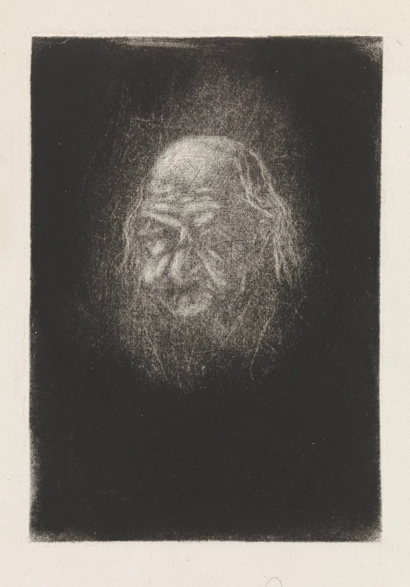 Gezicht van een oude man by Elias Stark, print, 1859-1933