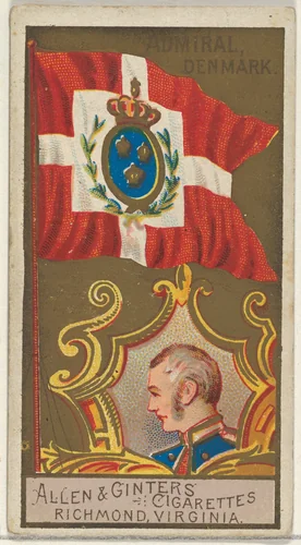 Admiral, Denmark, from the Naval Flags series (N17) for Allen & Ginter Cigarettes Brands by Allen & Ginter, print, 1886-1891