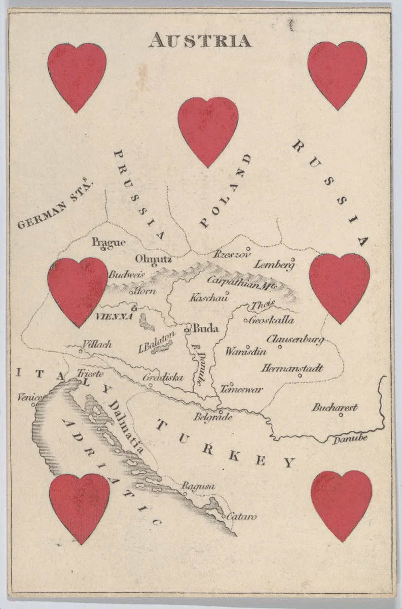 Austria, from "Court Game of Geography" by William and Henry Rock, print, 1838-1855