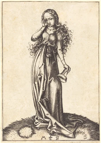 Third Foolish Virgin by Martin Schongauer, print, 1490