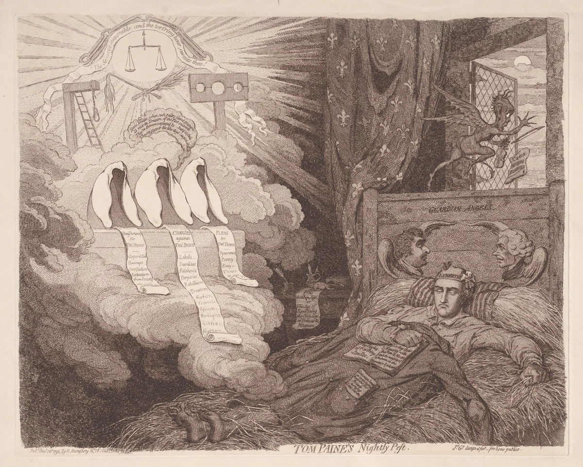 Tom Paine's Nightly Pest by James Gillray, print, 1792