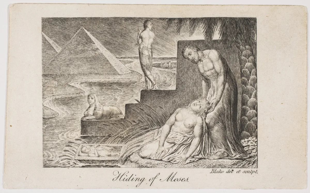 Hiding of Moses, from "Remember Me!, or a Pocket Companion" by William Blake, print, 1825