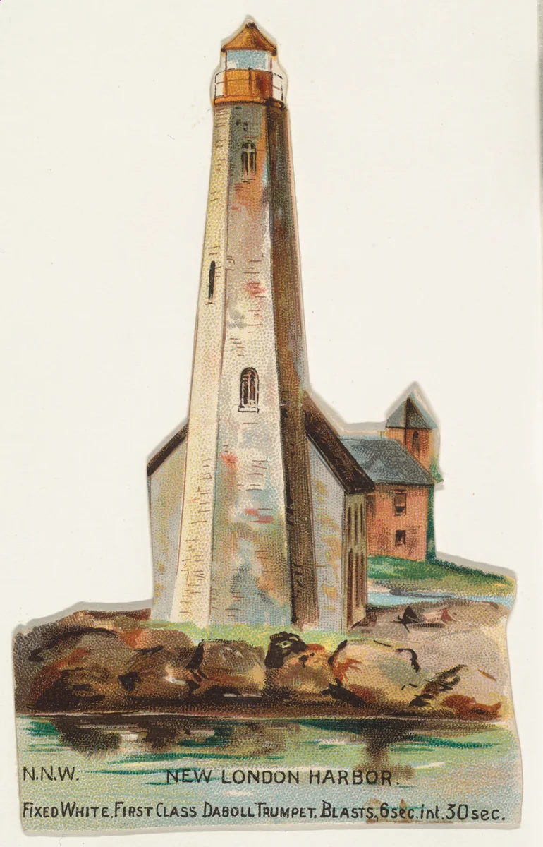 New London Harbor, from the Lighthouses series (N119) issued by Duke Sons & Co. to promote Honest Long Cut Tobacco by W. Duke, Sons & Co., print, 1889